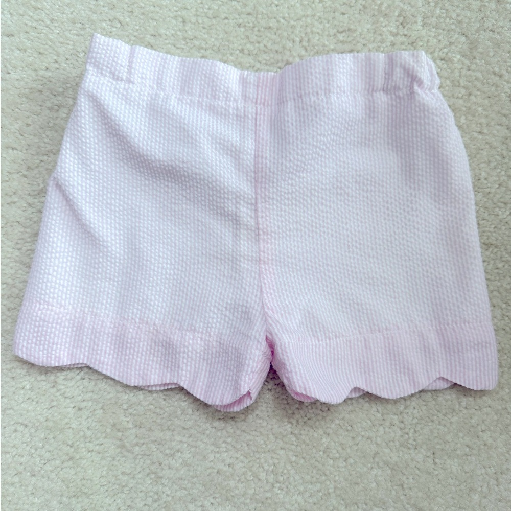 Yellow Lab Company Pink Seersucker Scalloped Shorts